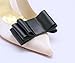 Detachable Satin Bow Shoe Clips Front Black Set of 2