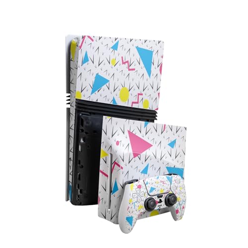 Skin Compatible with PlayStation 5 Pro Bundle + Disc Drive for PS5-90s Fun - Pr…