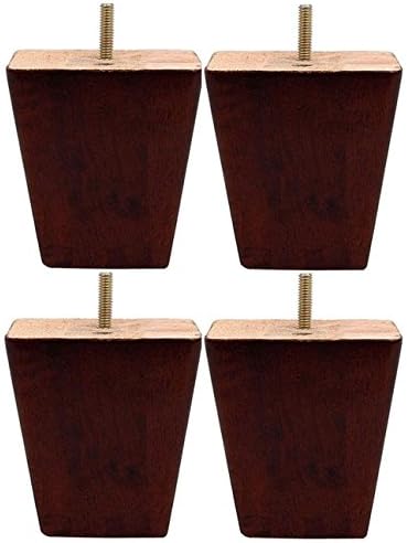 Vencroma 4" Wooden Furniture Sofa Legs Square Tapered Couch Legs Modern Solid Wood Style Sofa Legs Replacement, Set of 4