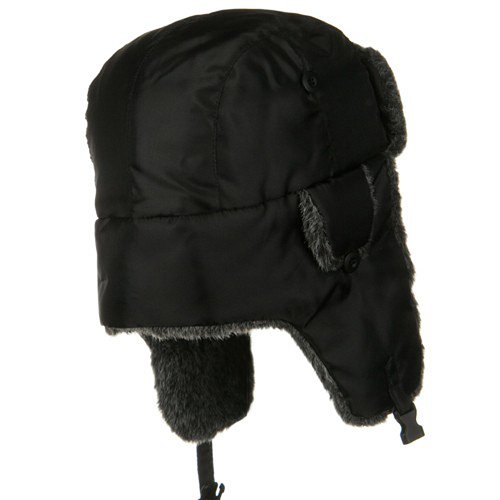 Nylon Oxford Trooper Hat - Black