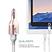 Car Charger, Wall Charger, Elepower 2 in 1 Travel Fast Portable Charger Adapter Fit iPhone 12 Pro Max/11/XS Max/8 7 Plus, Galaxy S21 Ultra S20 S10 Plus, Earbuds, Power Bank, Tablet - Rose Gold