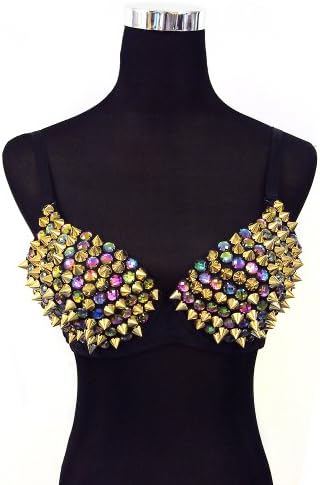 Rave Chic Gem Spikes Club Wear Bra Top