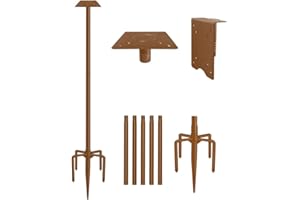 Sungaryard 90Inch Heavy Duty Bird House Pole Mount Kit with Frosted, Bird Feeder Pole Kit with 5 Prongs Base and 2 Plates, for Outdoor, Yard, Garden, Brown(Birdhouse Not Include)