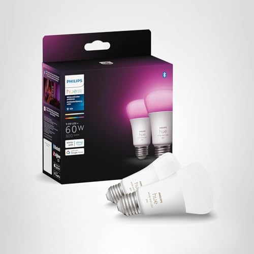 Philips Hue Smart 60W A19 LED Bulb - White and Color Ambiance Color-Changing Light - 2 Pack - 800LM - E26 - Indoor - Control with Hue App - Works with Alexa, Google Assistant and Apple Homekit - View 9