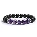 CandyFancy 10mm Natural Lava Rock Stone Elastic Beaded Semi Precious Energy Stretch Bracelet for 6.5-8 Inch Wrist (Natural Amethyst)