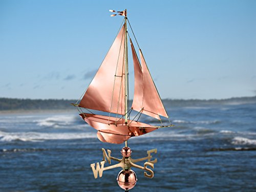 Good Directions Racing Sloop Weathervane, Pure Copper, Boat