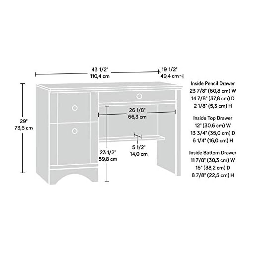 Sauder Harbor View Computer Desk, Antiqued White finish Beachfront Decor