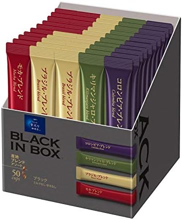 AGF ちょっと贅沢な珈琲店 ブラックインボックス 産地アソート 50本 【 スティックコーヒー 】【 プチギフト 】【 コーヒー つめあわせ 】【ブラジル・ブレンド、モカ・ブレンド各15本、コロンビア・ブレンド、キリマンジャロ・ブレンド各10本】