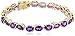 Amazon Collection 18k Yellow Gold Plated Sterling Silver Genuine African Amethyst Tennis Bracelet, 7.25