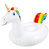 OlarHike Rainbow Unicorn Pool Floats, Giant Inflatable Blow up Pool Float for Adults & Kids with Cup Holder, Ride-on Pool Raft for Ocean, Lake, Pool or Beach