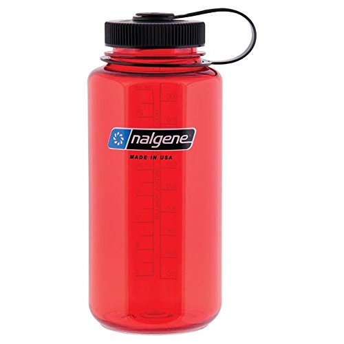 Nalgene Tritan Wide Mouth BPA-Free Water Bottle, Red w/ Black Cap, 32-Ounces