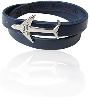AIRPLANE Wrap Bracelet Blue Leather