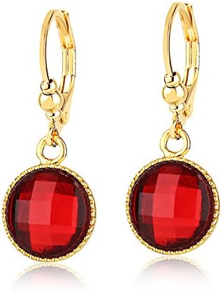 Red Hypoallergenic Crystal Dangle Earrings - 24K Gold Coated - By Clecceli