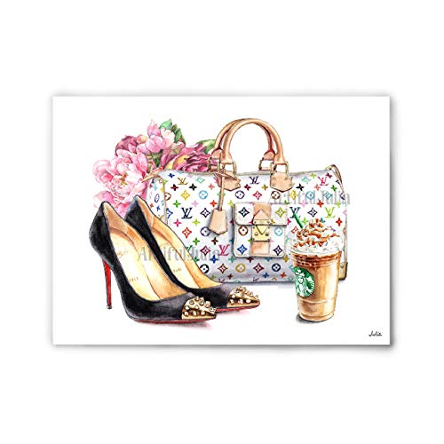 white Louis Vuitton bag shoes art print Glam Wall Art – Unique