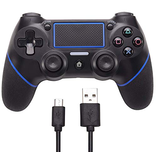 Mekela Wireless Bluetooth Controller 4 Gamepad for PS4 Playstation 4, Touch Panel Joypad Six Axies DualShock with Dual Vibration- Bundled with USB Charge Cord（Blue）