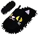 HomeTop Plush Fluffy Cute Animal Microfiber Mop Cleaning House Slippers, Shoes for Women 8-9 (L, Black Cat)