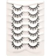 Bluesmurfs False Eyelashes Wispy Lashes Natural Eyelashes Fairy Fake Lashes 7 Pairs Pack
