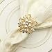 Gold Napkin Rings Set of 6 - Metal Pearl Flower Napkin Ring Holders for Wedding Party Banquet Bridal Shower, Elegant Servitte Buckles for Home Kitchen Thanksgiving Christmas Dining Table Decoration