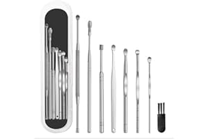 8 Pcs Qesaw Ear Pick Earwax Removal Kit, Ear Cleansing Tool Set, Ear Curette Ear Wax Remover Tool with Cleaning Brush and Storage Box