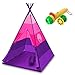 USA Toyz Kids Teepee Tent for Girls or Boys - Indoor Outdoor Beach Play Tent, Collapsible Baby Toddler Tent w/ Safari Flashlight Projector & Tote (Pink) primary