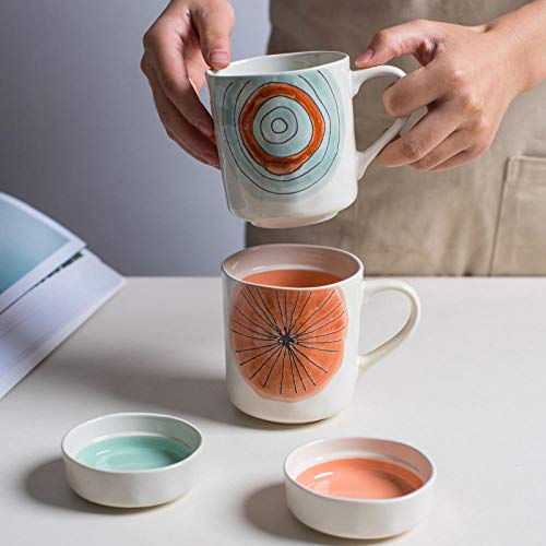 Teetassen,Kaffeebecher Kaffeetassen Keramik,Kreative Keramikbecher Mit Deckelbecher Kaffeetasse Süße Trinkbecher Home… – Bild 4