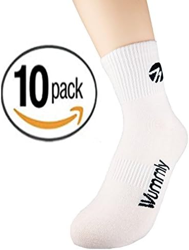 Wummly Mens Athletic Ankle High Crew Socks - Size: 10-13 (White) (pack of 10)