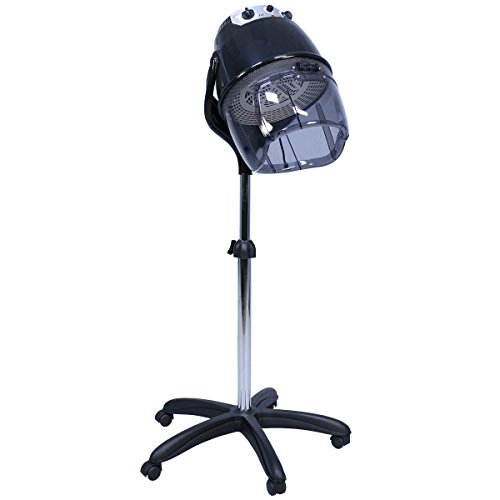 Minerva Fiori Hooded Thermostatic Dryer in Black with Caster Base - Made in Italy