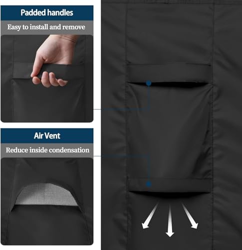 Dsocool 600D Patio Furniture Covers, 100% Waterproof Patio Table Cover, Heavy Duty Oxford Cloth Outdoor Table Cover, with Handles, Vents and Buckles, UV-Resistant (Black, 350×260×90cm)