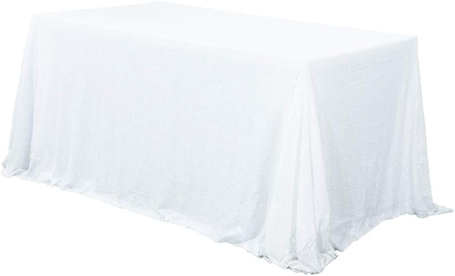 Best table cloth sequin white rectangular