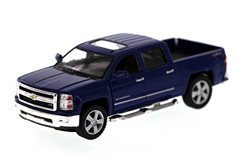 2014 Chevy Silverado Pick-up Truck, Blue - Kinsmart 5381D - 1/46 Scale Diecast Model Toy Car