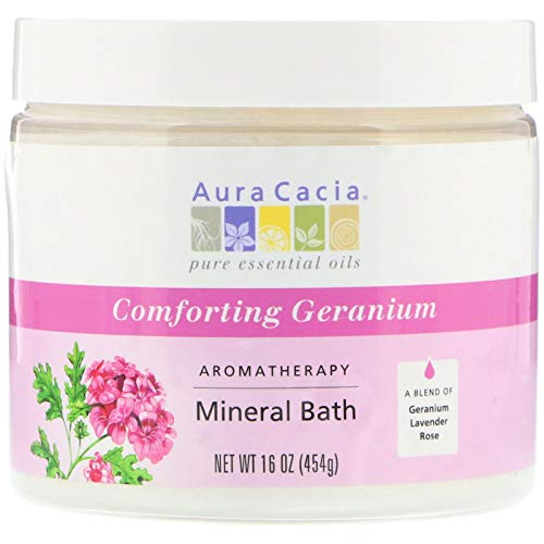 Aura Cacia Aromatherapy Mineral Bath, Comforting Geranium, 16 ounce jar