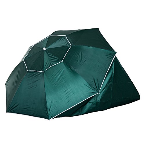 Outsunny 2 in 1 Sonnenschirm Strandschirm Windschutz Strandmuschel Dunkelgrün Φ210xH222cm – Bild 8