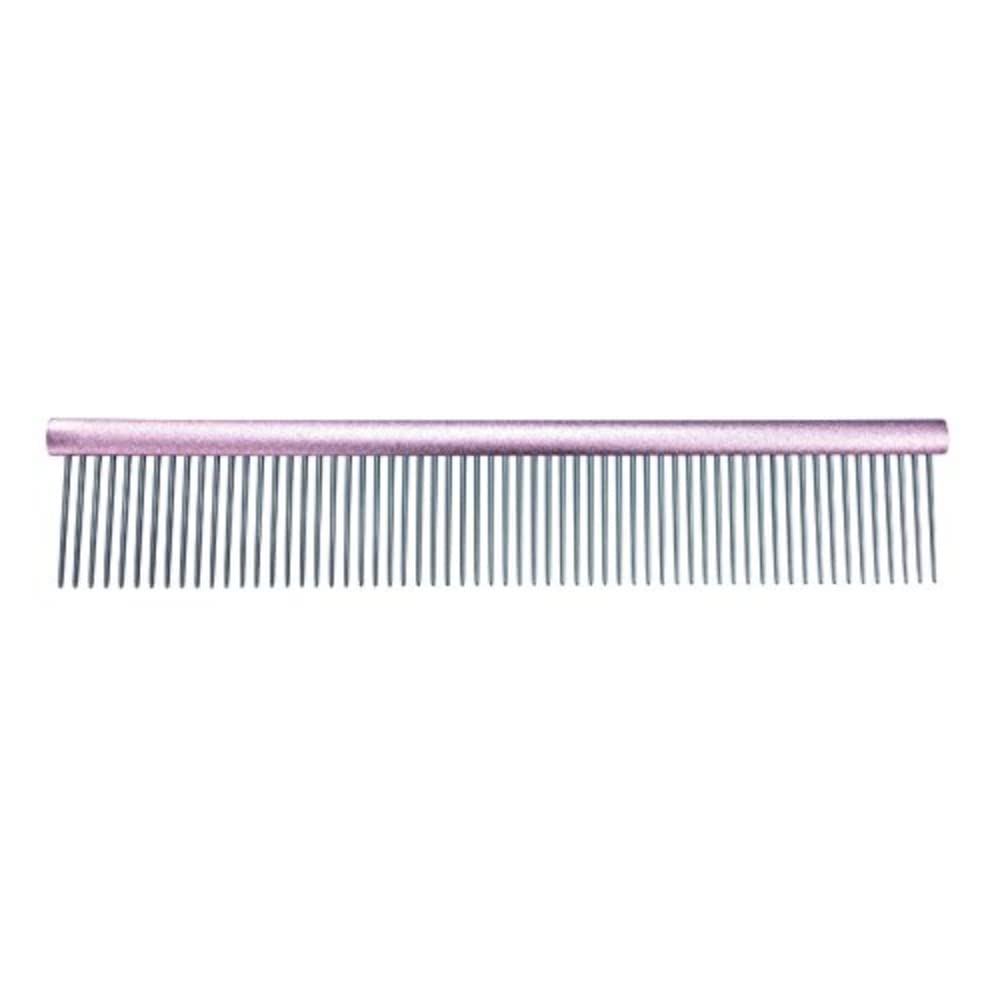 GROOM PROFESSIONAL Spectrum Aluminium Dog Comb - Dog Grooming Comb - Short 36mm Teeth - Perfect Comb for Breeds with Thicker Coats - Great for Medium or Larger Dogs - Light Pink, 25cm