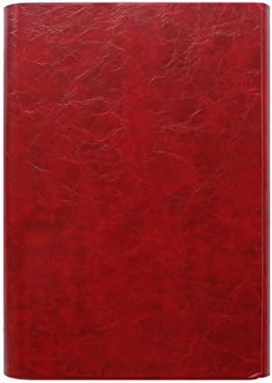 CYOS Premium Leather Three fold Notebook , Journal Hard Cover Refillable NoteBooks Loose Leaf Diary Notepad A5 with Pen Loop &amp; Business Card Holder for Women Men Office Travel (red)