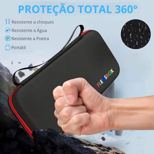 Case para Nintendo Switch 2, Bolsa de Transporte e Proteção FLENSBOX - Capa Antichoque Com Alça Portátil Resistente a Água Espaço Para 12 Jogos e Acessórios