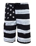 US Apparel Men's American Flag Inspired Board Shorts Black XL