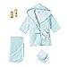 Burt's Bees Baby - Bathtime Gift Bundle - Includes Bathrobe, Hooded Towel & Washcloths, 100% Organic Cotton (Sky With Basket)