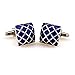 CIFIDET Cuff links Fashion Mens Blue Grid Enamel Shirt Cufflinks With Gift Box