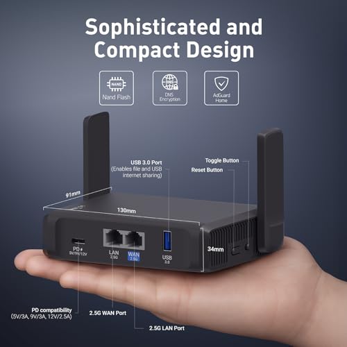 GL.iNet GL-BE3600 (Slate 7) - Enrutador portátil de viaje de doble banda Wi-Fi 7 viajes 2.5 Gigabit Router, OpenVPN y Wireguard para público, uso Wi-Fi de hotel, adecuado para negocios, cruceros, RV