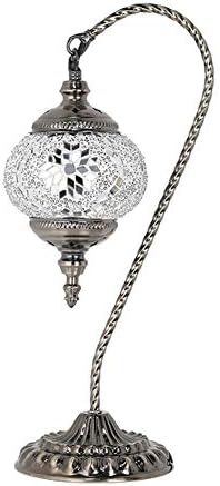 Yzyamz Table Lamp, Turkish Mosaic Table Lamp Vintage Art Deco Handcrafted Mosaic Glass Romantic Bed Light (Color : M)