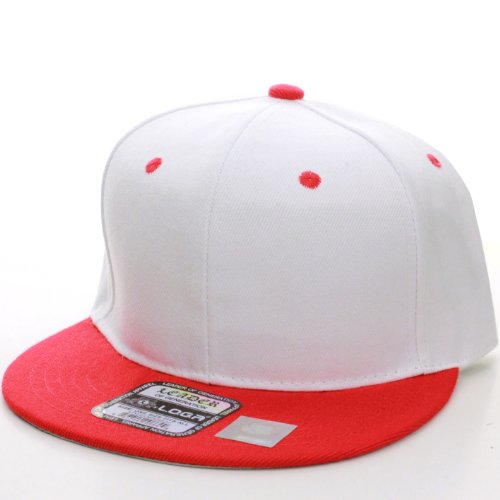 L.O.G.A. Plain Adjustable Snapback Hats Caps (Many Colors). (One Size, White Red)