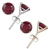 Vir Jewels 14K Gold Garnet Stud Earrings (1.80 CT ; 6 MM Round Cut)