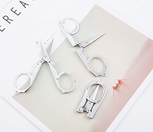 Shapenty Stainless Steel Folding Portable Travel Scissors Cutter Small Pocket Foldable Paper String Craft Shred Scissors, 15 Pack