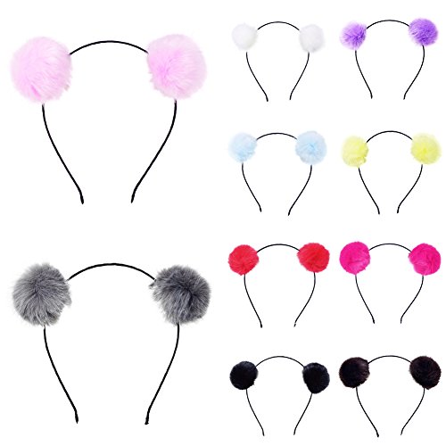 DJHbuy Cute Rabbit Fur Fluffy Ball Panda Cat Ears Hairband Headband Cosplay Costume