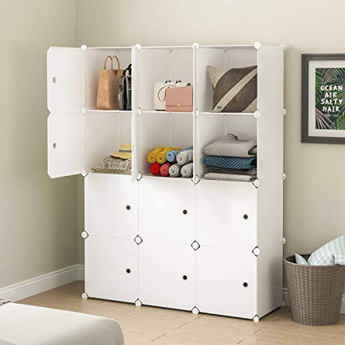 KOUSI Large Cube Storage 14"x18" Depth Cube (12 Cubes) Organizer Shelves Clothes Dresser