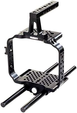 Filmcity Sleek Camera Cage 15mm Rail Rod Support for Compatible with Blackmagic Cinema Camera BMCC (FC-SC)