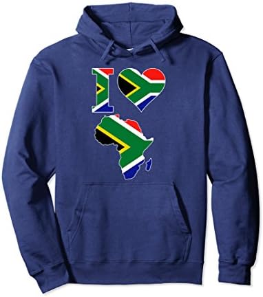 Unisex I love South Africa flag Africa map t-shirt hoodie Large Navy