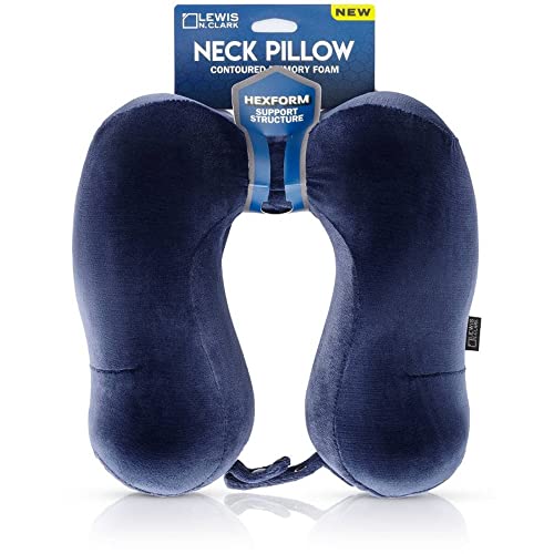 Lewis N. Clark Contoured Memory Foam Hexform Travel Cervical Neck Pillow for Shoulder & Neck