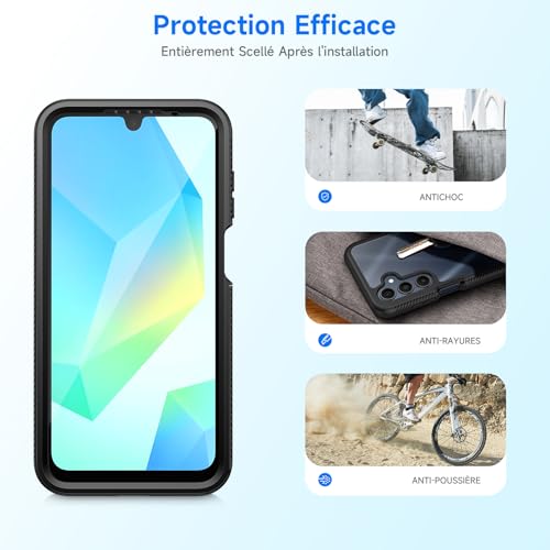 seacosmo Case for Samsung A16 5G/4G, Samsung A17/A26 Case with Screen Protector, 360° Full Body Shockproof Anti-Scratch Double Sided Protection Case for Samsung Galaxy A17/A16/A26 4G/5G Black