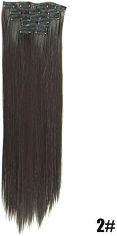 16Clips/Piece Long Straight Synthetic Hair Extention 24Inch Clip In Women Hair Pieces Natural Fake Hair High Temperature #2 24inches